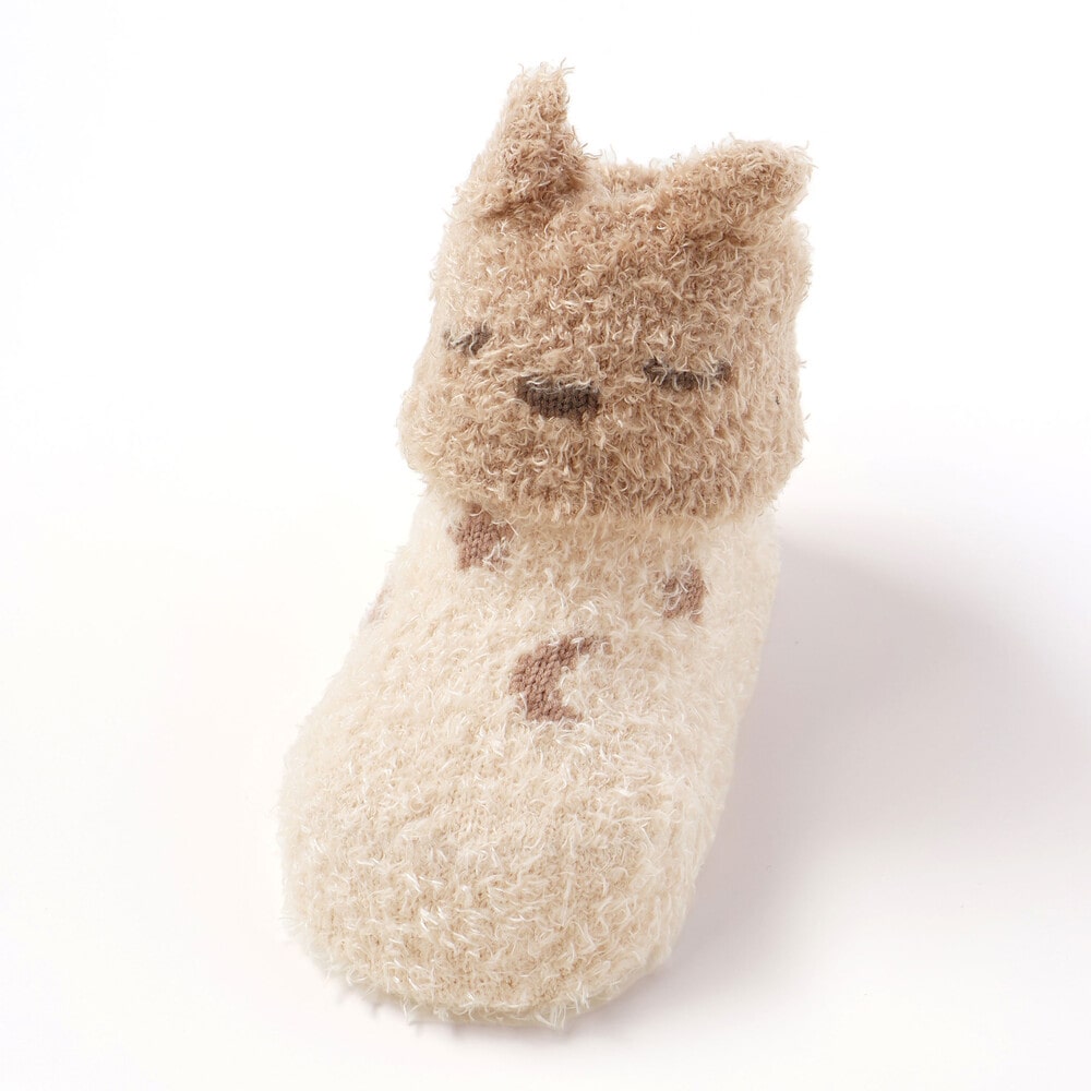 アニマル折り返しブークレニットソックスベビー(9~12cm) ピンク系 ワンサイズ