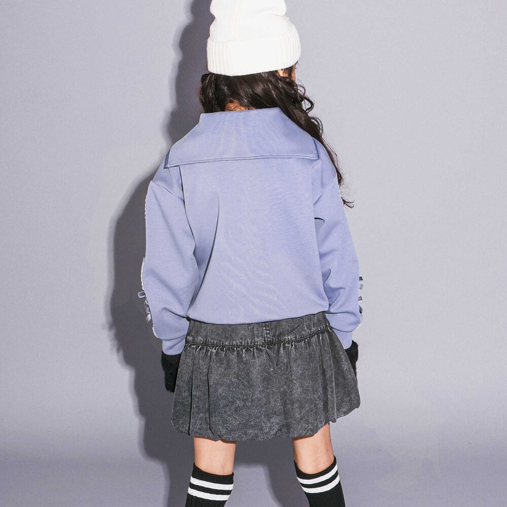 セーラーカラーハーフジップリボントレーナー(110~150cm) パープル 110cm