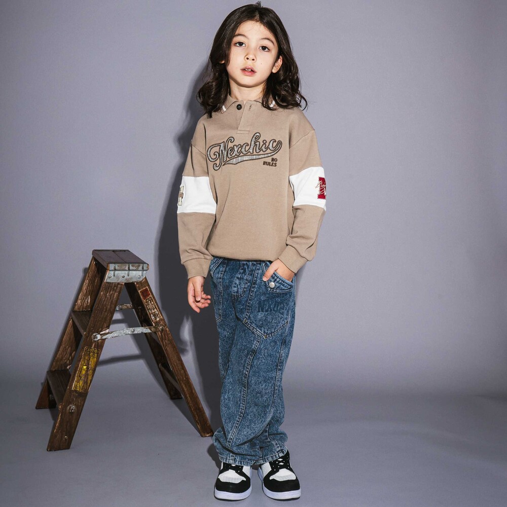 ワッペン襟付き裏毛ポロシャツ(110~150cm) ネイビー 110cm