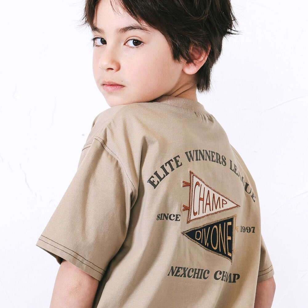 デニムポケット・ピグメントカレッジTシャツ(110~150cm) ベージュ 110cm