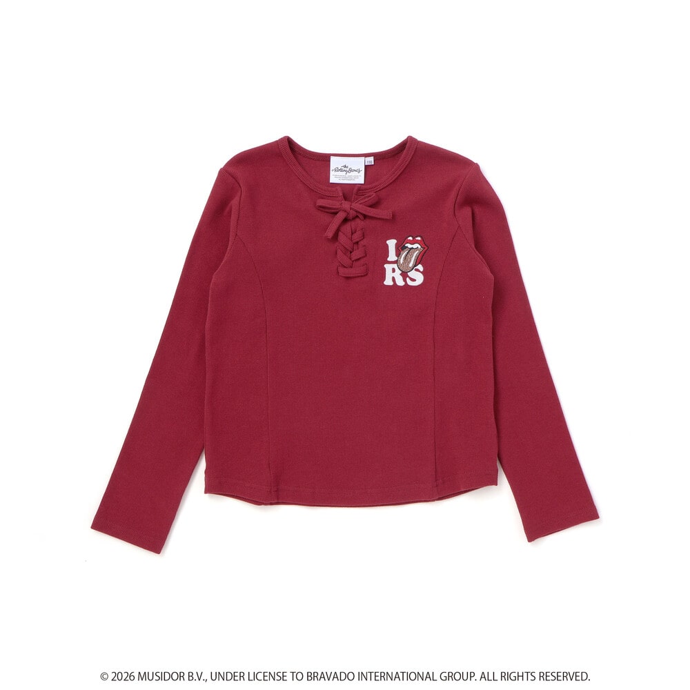 【ザ・ローリング・ストーンズxNEXCHIC】編み上げリブTシャツ(110~150cm) レッド 110cm