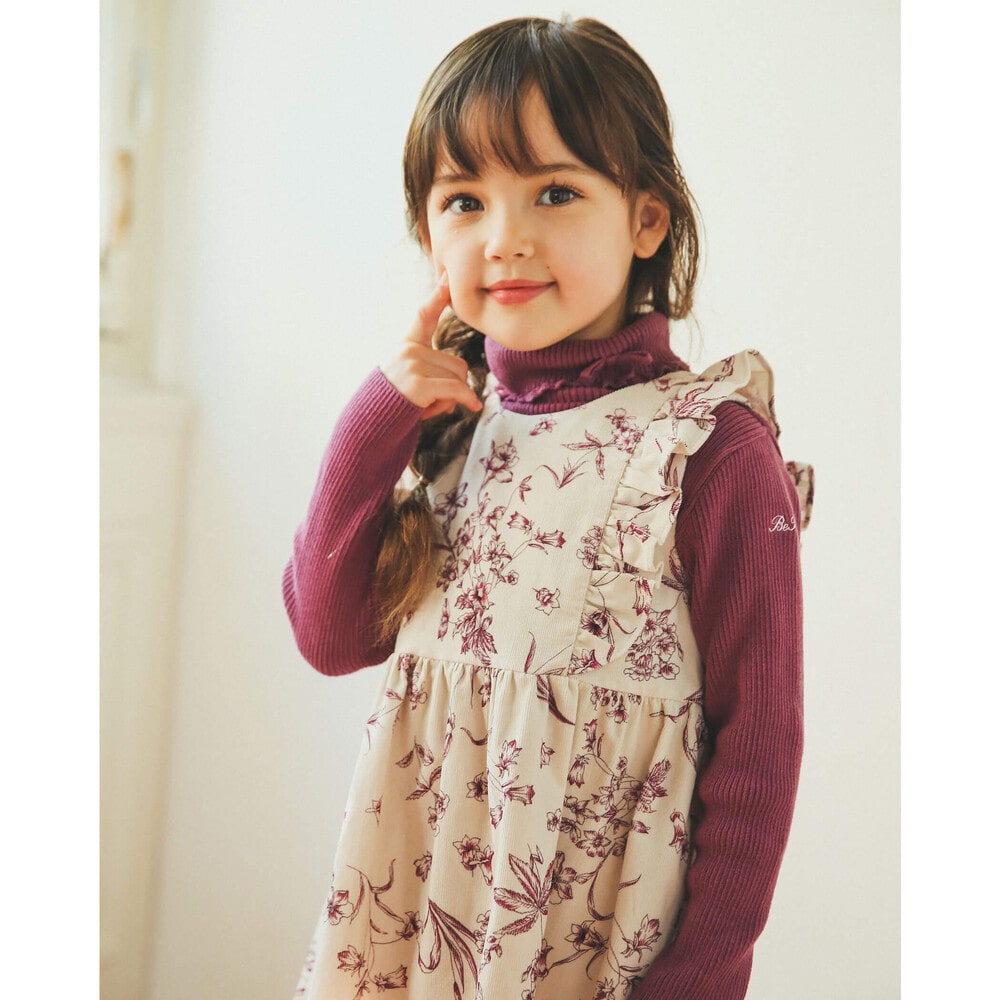 日本製 カバリエレ アズーロ フラワー プリント コットン ジャンパースカート 90 150cm 90cm ピンク系 ワンピース 子供服べべの公式通販サイト Bebe Mall