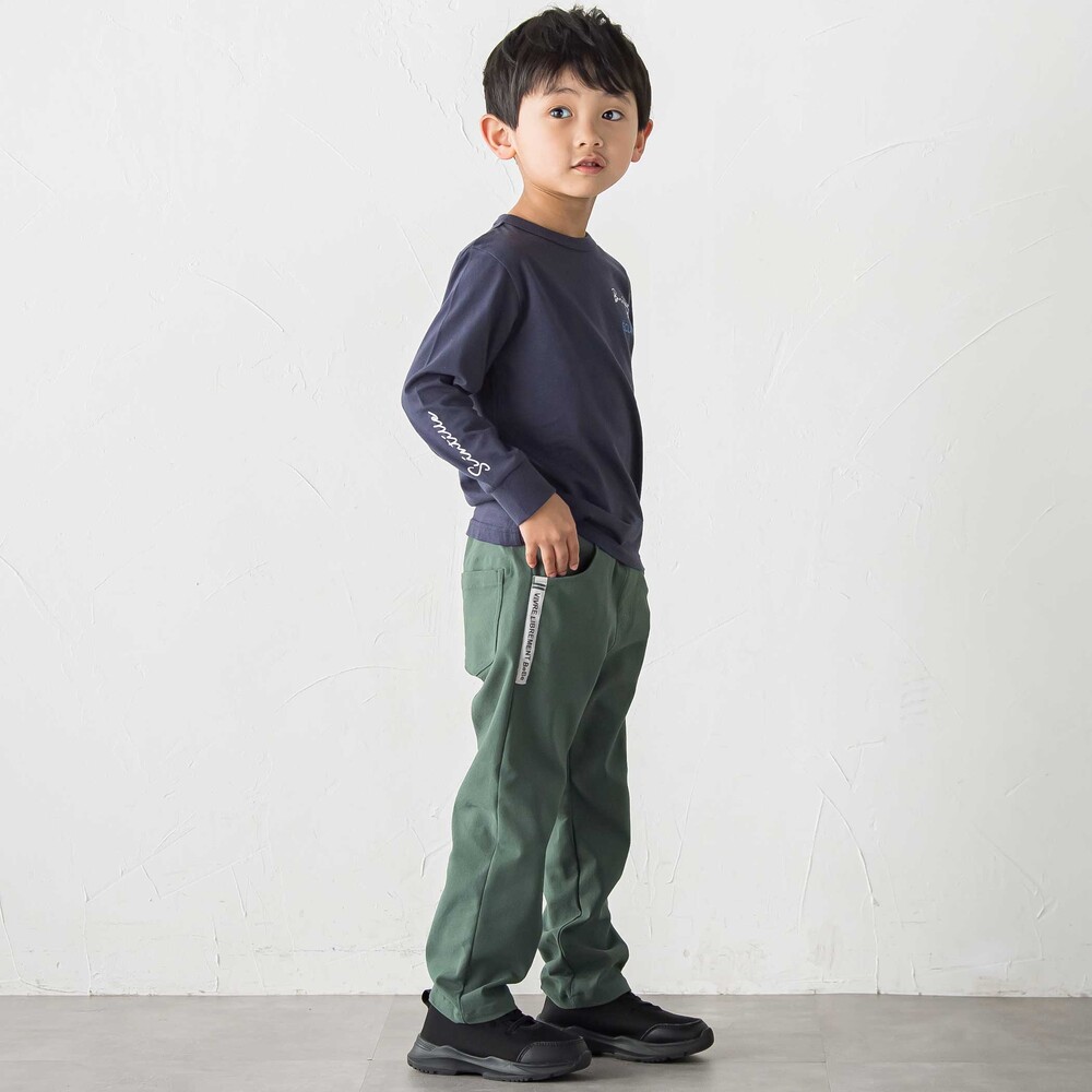 缶バッジ風立体プリント半袖Tシャツ+ロゴ長袖Tシャツ セット(90~160cm) ブルー 90cm
