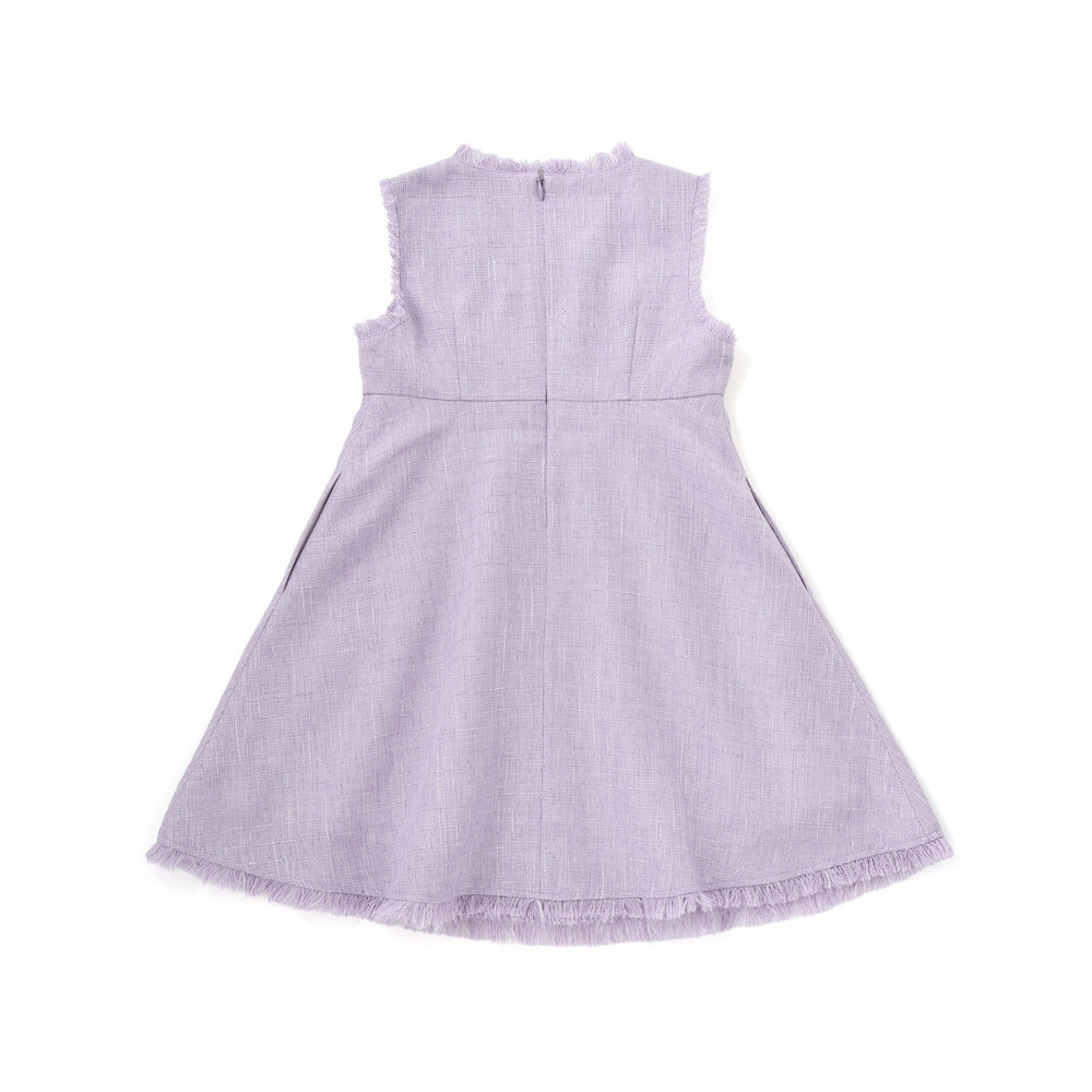 【お揃い】ツイード調Vネックフリンジジャンパースカート(90~140cm) パープル系 90cm