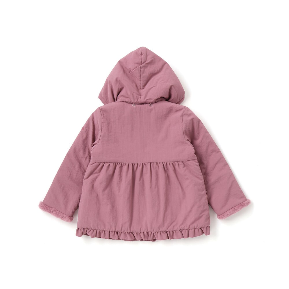 【撥水加工】ヴィンテージタフタ裏ファー裾フリルフードブルゾン(80~150cm) ネイビー 100cm