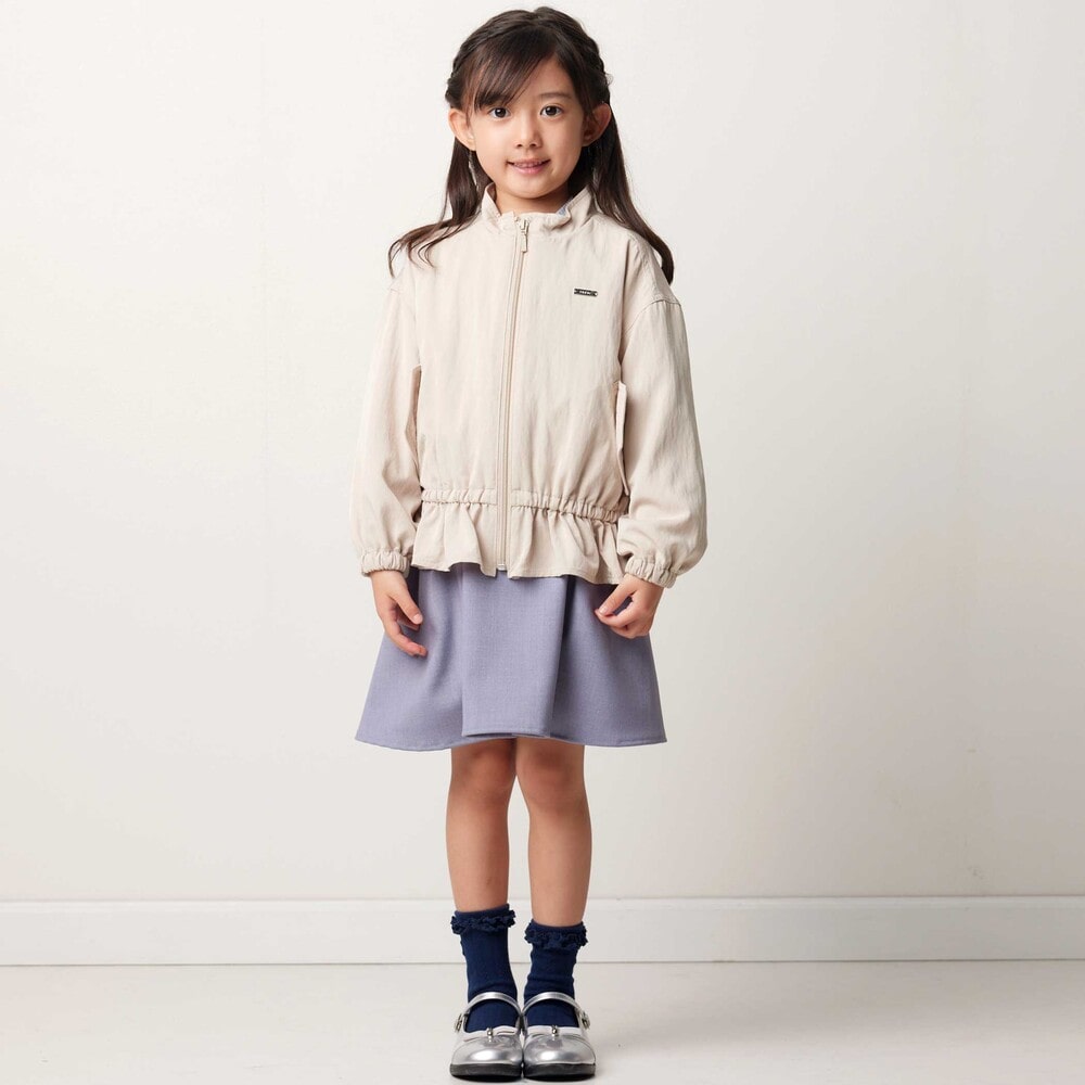ワッシャーツイルフリルハイネックブルゾン(90~150cm) ブルー 90cm