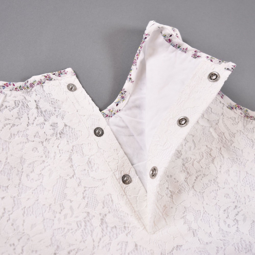 カバリエ アズーロ リボン付き レース ブラウス (90cm~150cm) ネイビー 100cm