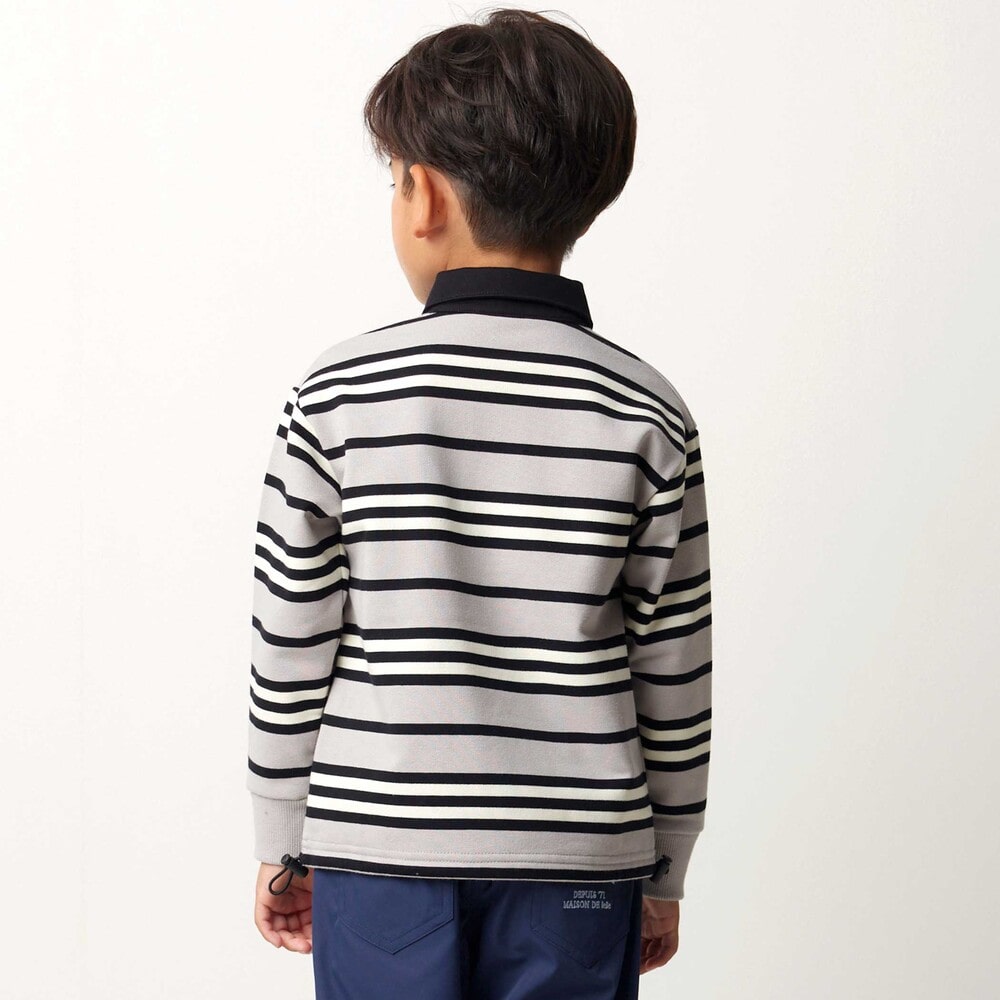 マルチボーダー裾ドロストラガーシャツ(90~160cm) グリーン系 90cm