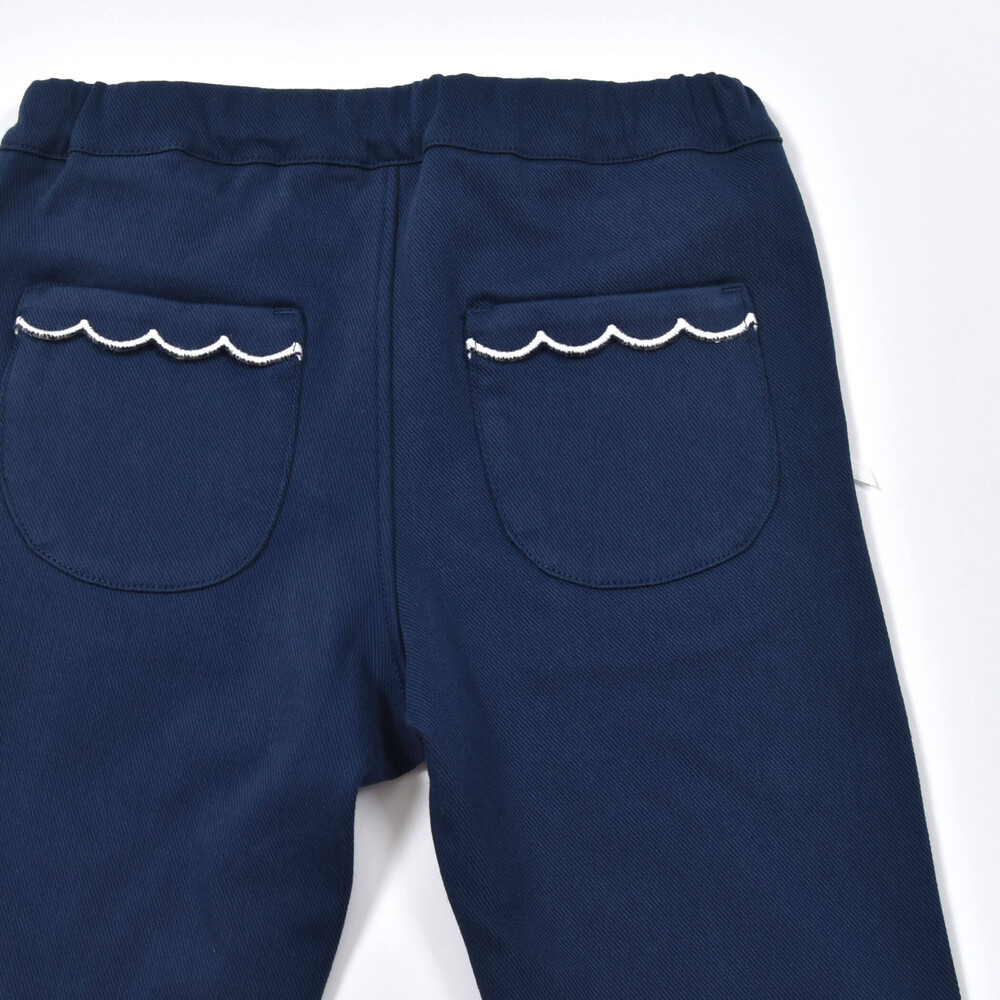 スカラップポケットツイルニットロングパンツ(80~150cm) ネイビー 100cm