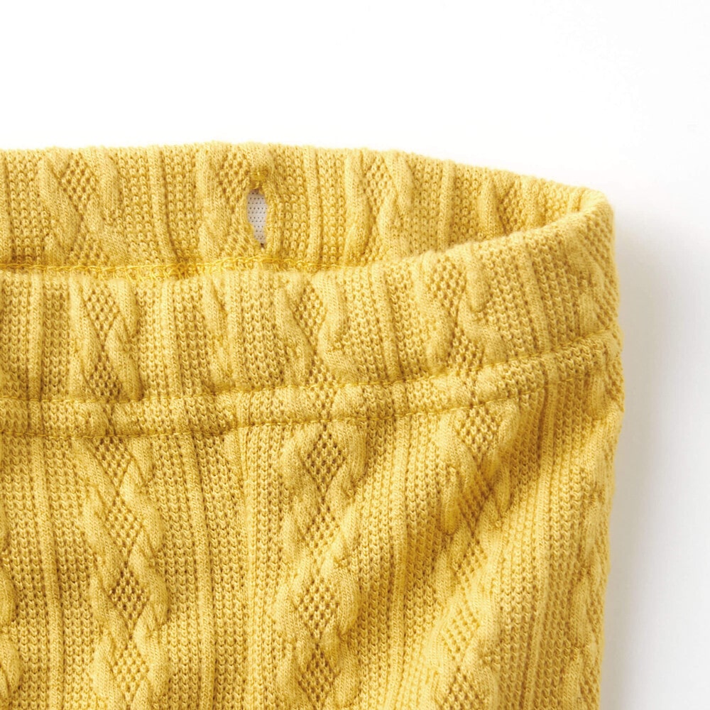 ケーブルジャガード裾ボタンレギンス(80~150cm) イエロー SSS