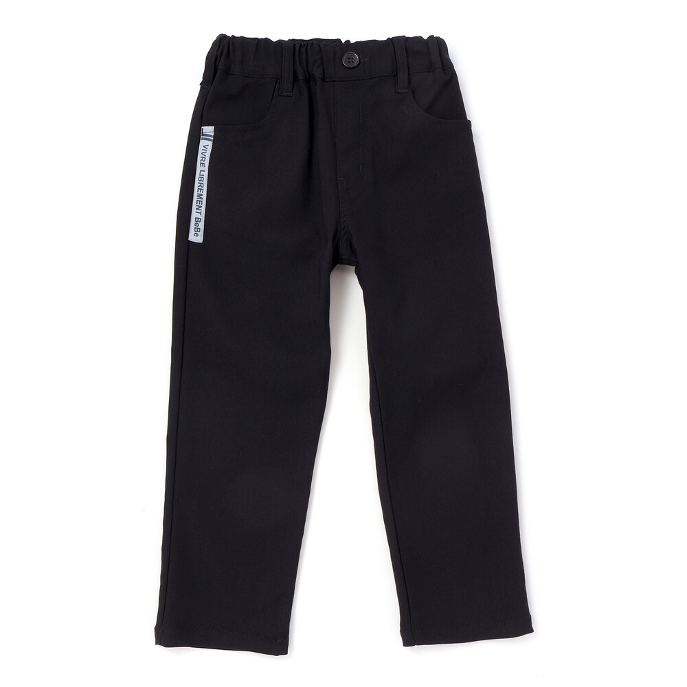 ストレッチツイルサイドテープストレートロングパンツ(90~160cm) ブラック 90cm