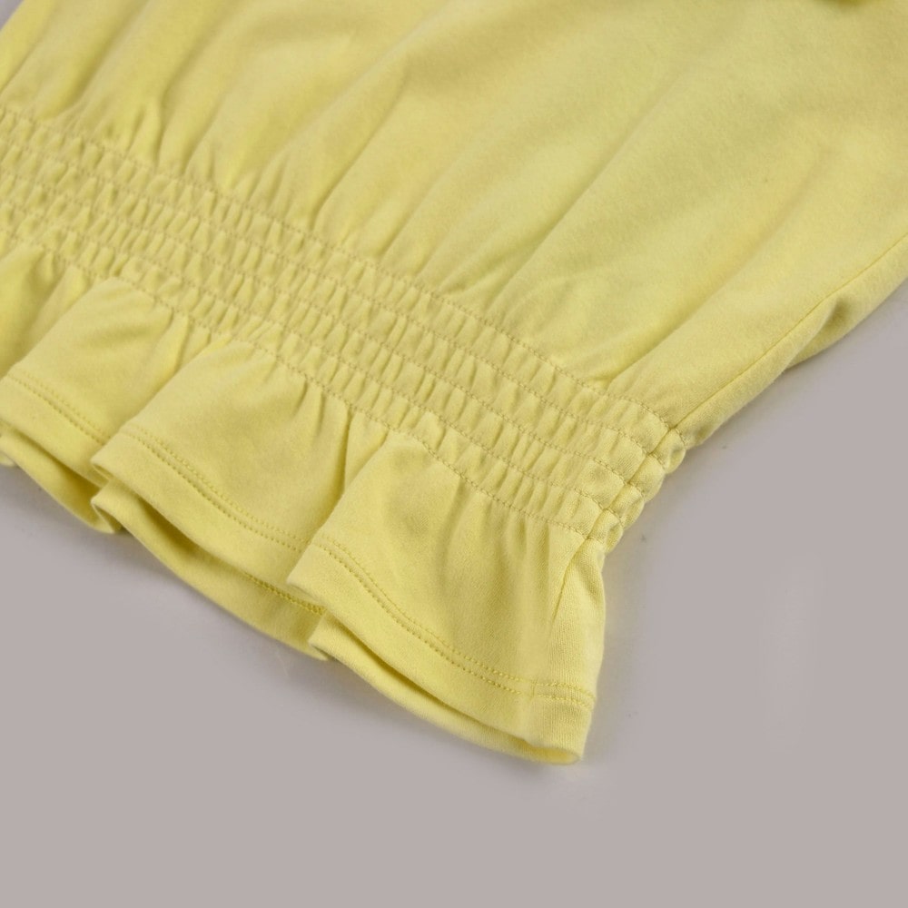 シャーリング レース フリル スムース Tシャツ (90cm~150cm) イエロー 90cm