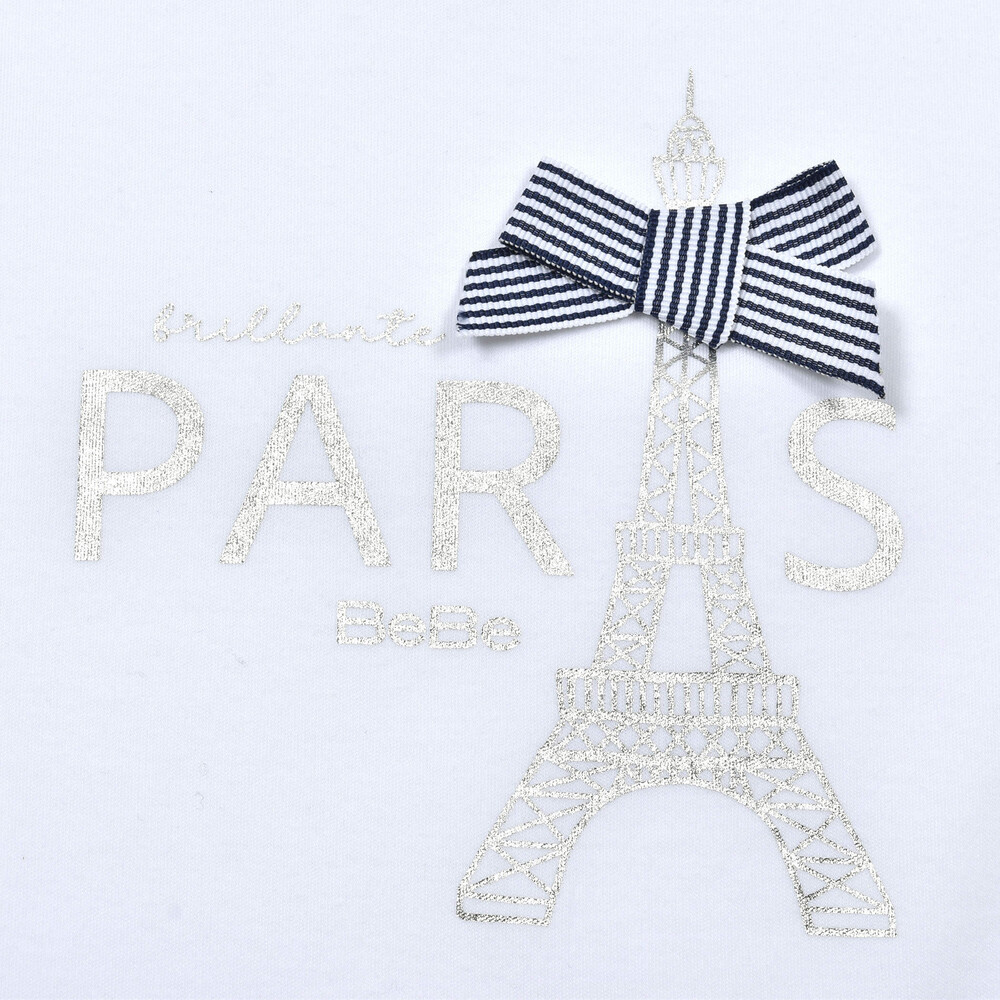 エッフェル塔プリントスカラップTシャツ(90~150cm)(90cm パープル