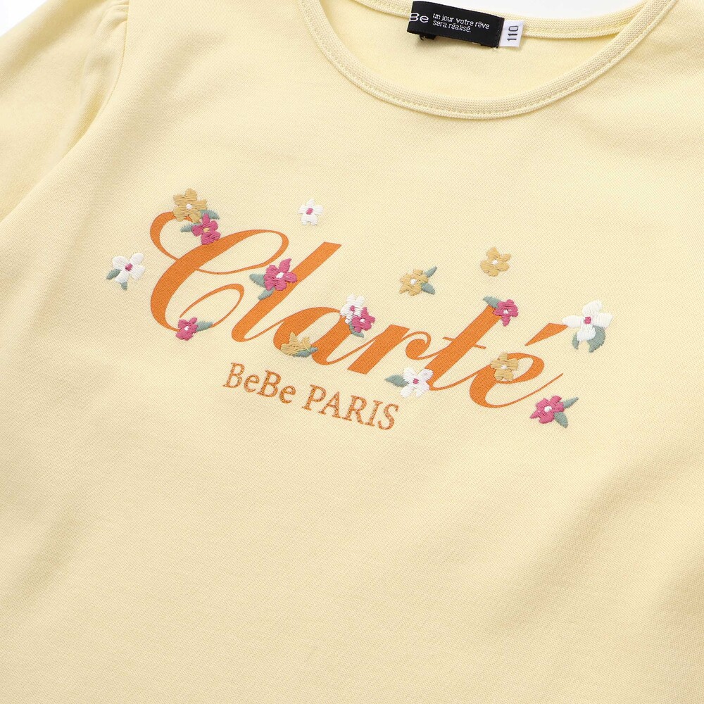 フラワーロゴ刺しゅうスカラップスムース長袖Tシャツ(90~150cm) イエロー 90cm