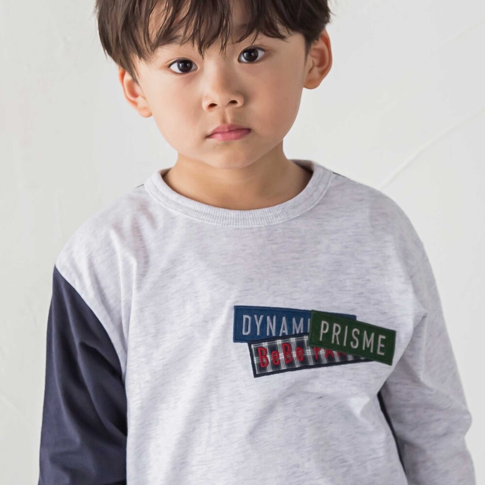 ランダム配色ワッペン刺しゅう長袖Tシャツ(90~160cm) イエロー 90cm