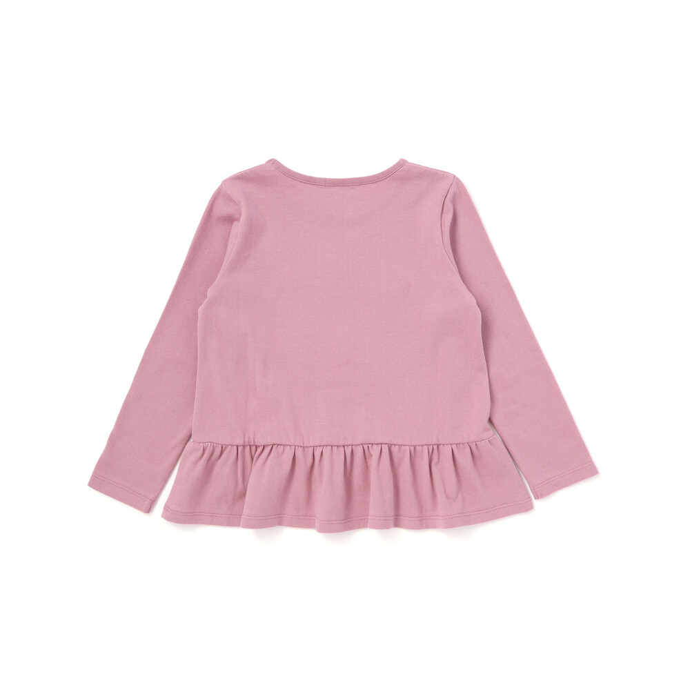【抗菌・防臭】キャンディプリント裾フリル天竺長袖Tシャツ(90~130cm) ピンク SS(90-100cm)