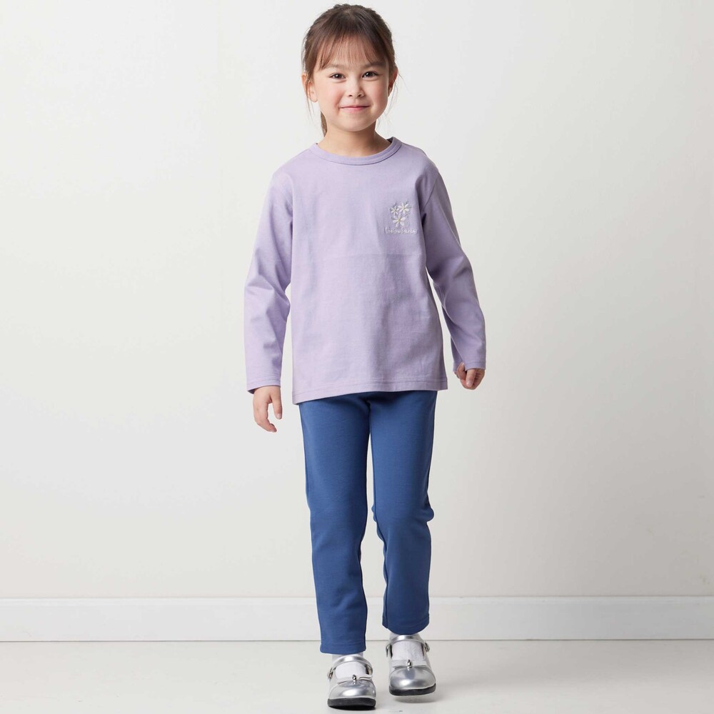 【抗菌・防臭】ワンポイント刺しゅう天竺長袖Tシャツ(90~130cm) ネイビー系 SS(90-100cm)
