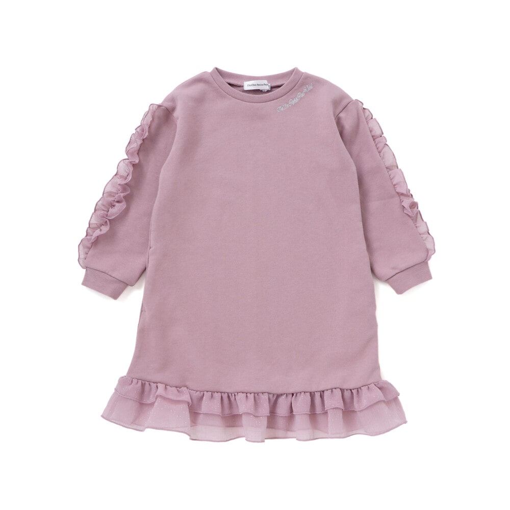 【限定商品】裏毛チュールフリルワンピース(95~150cm) ピンク 100cm