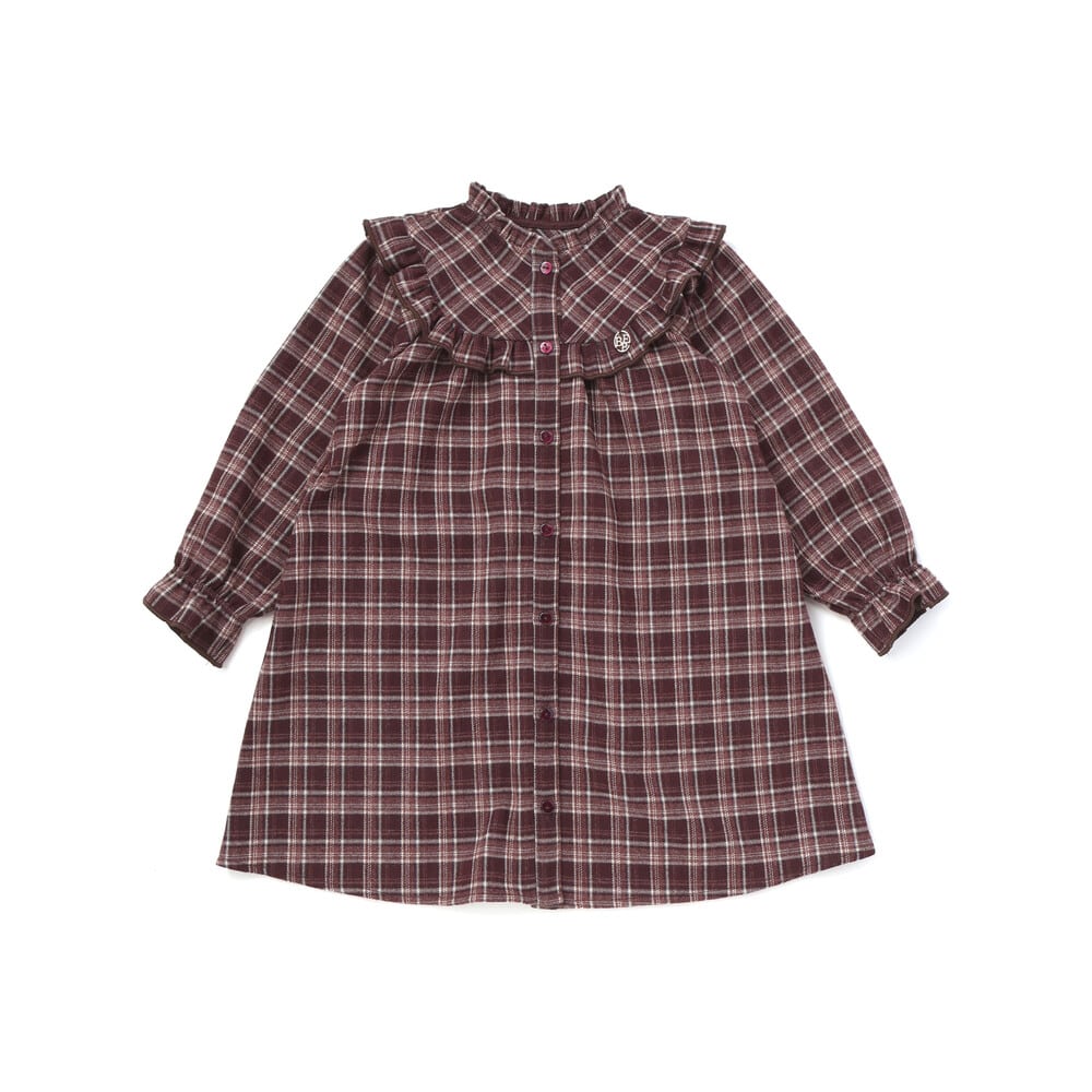 限定商品】ネルチェック柄ワンピース(95～150cm)(95cm レッド系