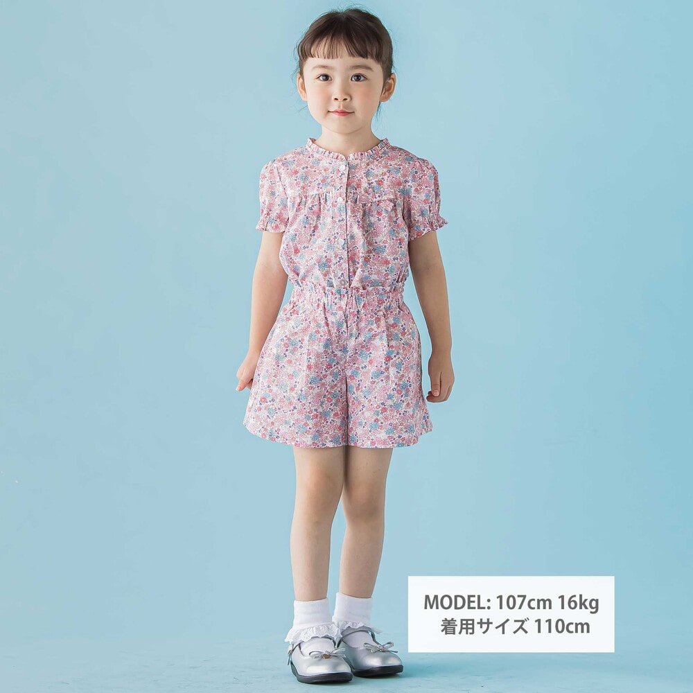 【限定商品】花柄ブラウス+ショートパンツセットアップ(95~150cm) ピンク系 95cm