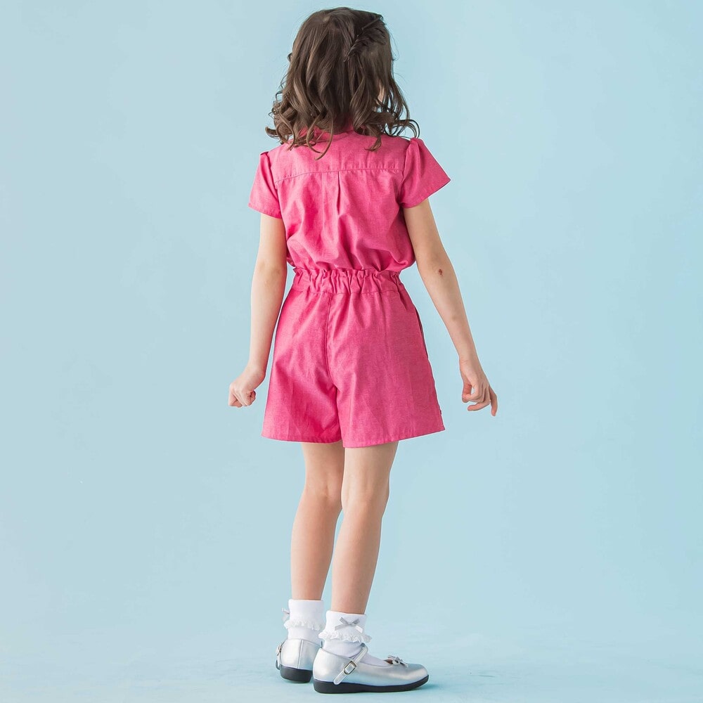 【限定商品】ダンガリーブラウス+ショートパンツセットアップ(95~150cm) レッド 95cm