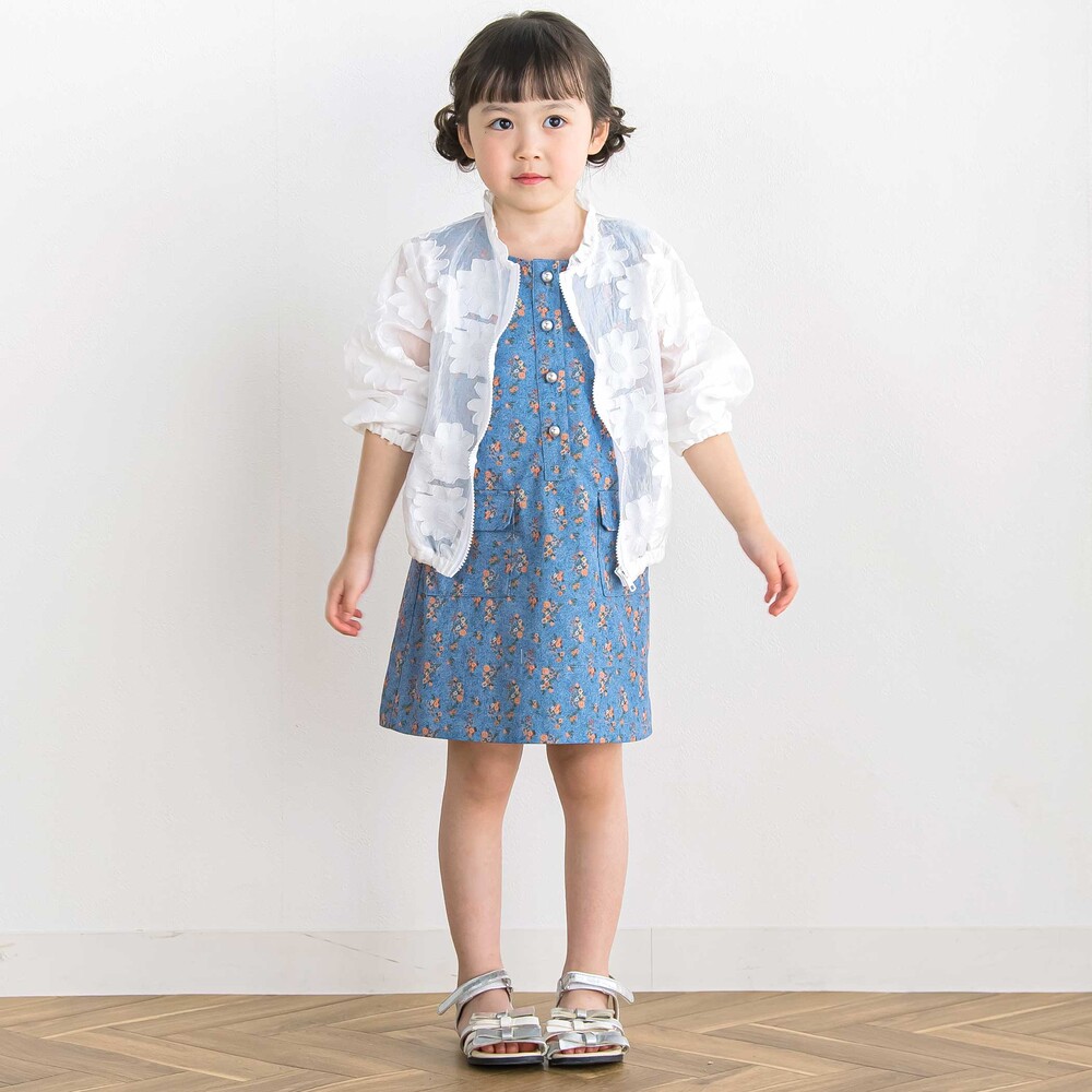【店舗限定】花柄シアーライトブルゾン(95~160cm) ブルー 100cm