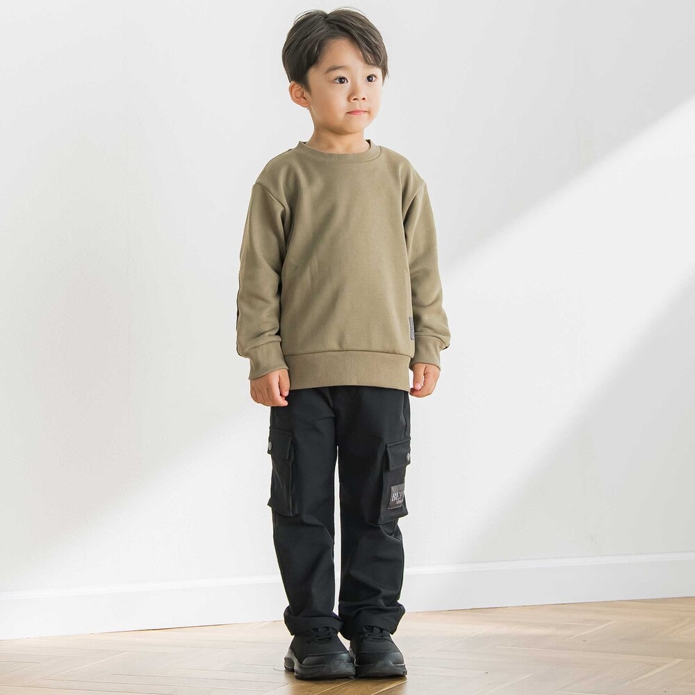 【限定商品】裏毛エルボーパッチトレーナー(95~150cm) ブラック 95cm