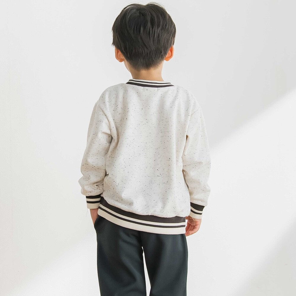 【限定商品】ネップ裏毛リブ配色ライントレーナー(95~150cm) ネイビー系 95cm