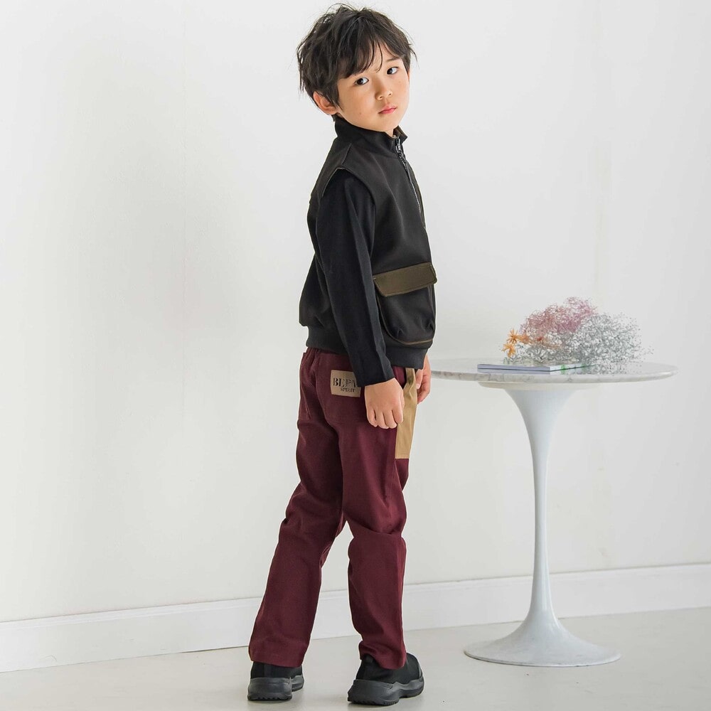【限定商品】配色ツイルロングパンツ(95~150cm) グリーン系 95cm