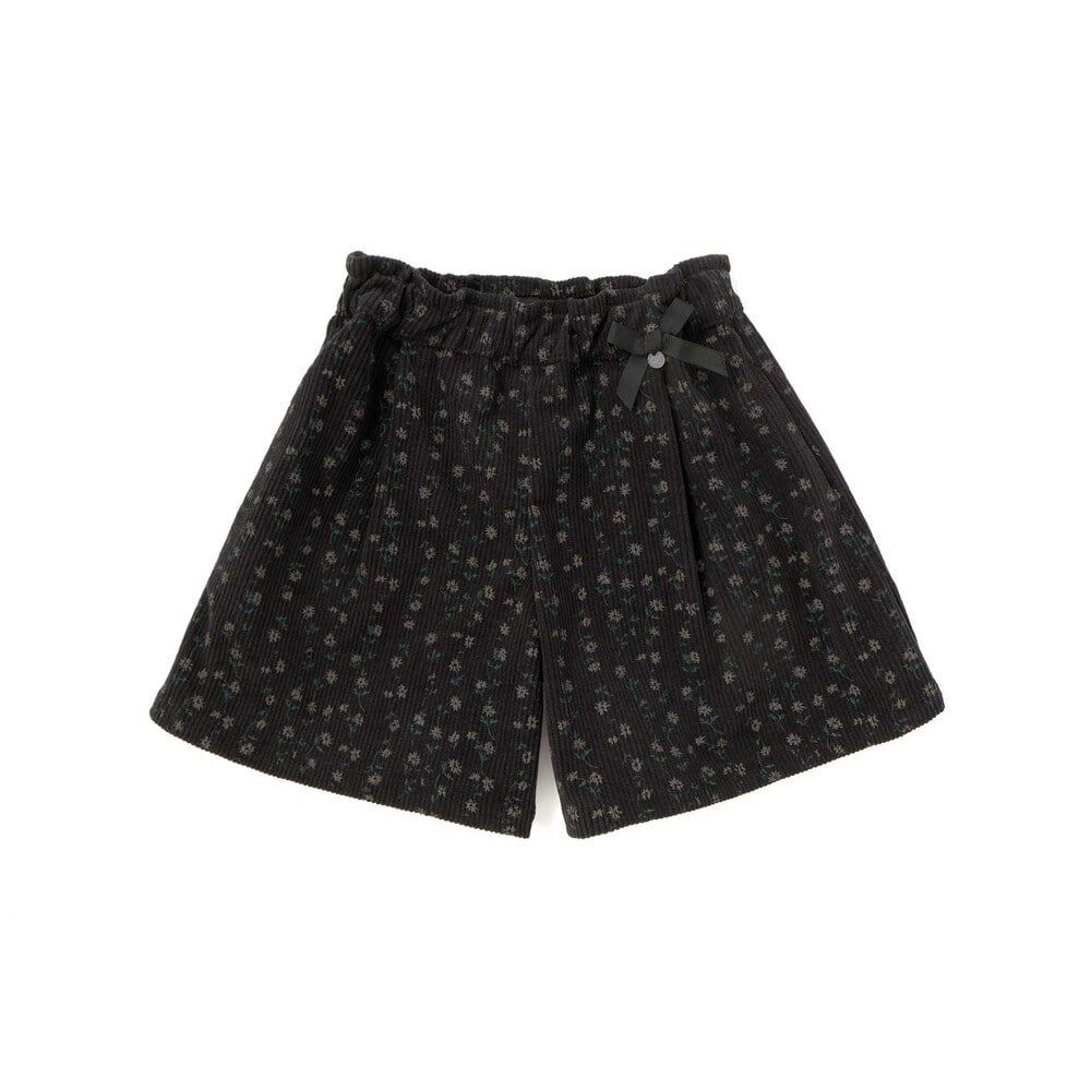 【限定商品】コールテン花柄&粒柄キュロット(95~150cm) ブラック系 95cm