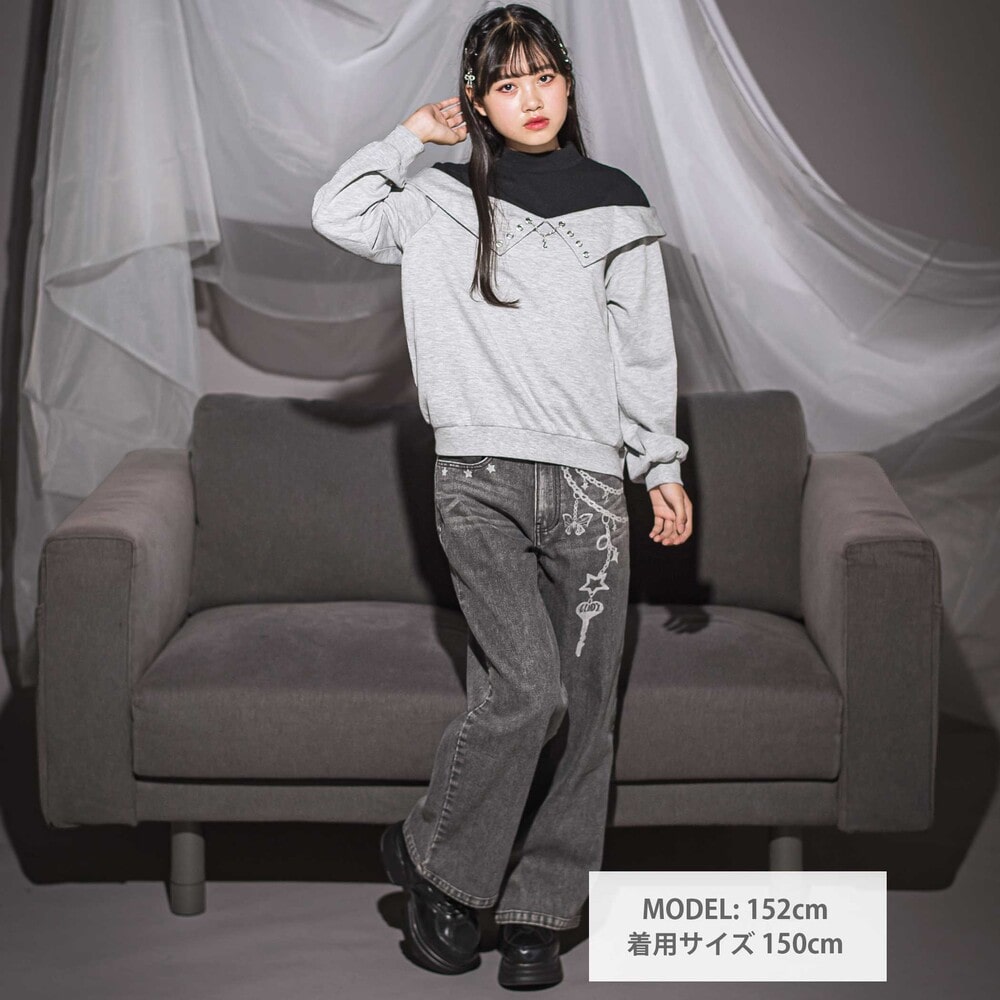 チェーンプリント デニムパンツ(130~160cm) ブルー 130cm