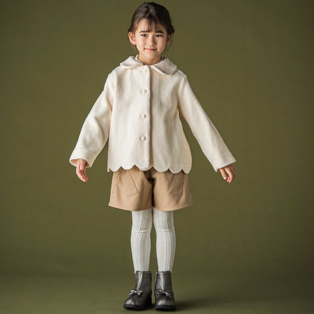 丸襟スカラップボアコート(95~150cm) グレー 95cm