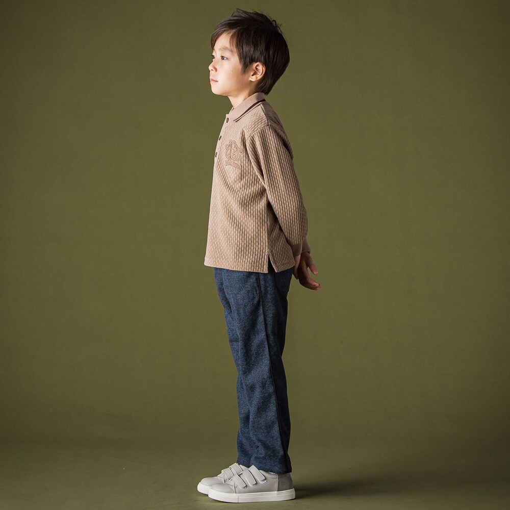 ヘリンボーンパイピングロングパンツ(95~160cm) グレー系 95cm