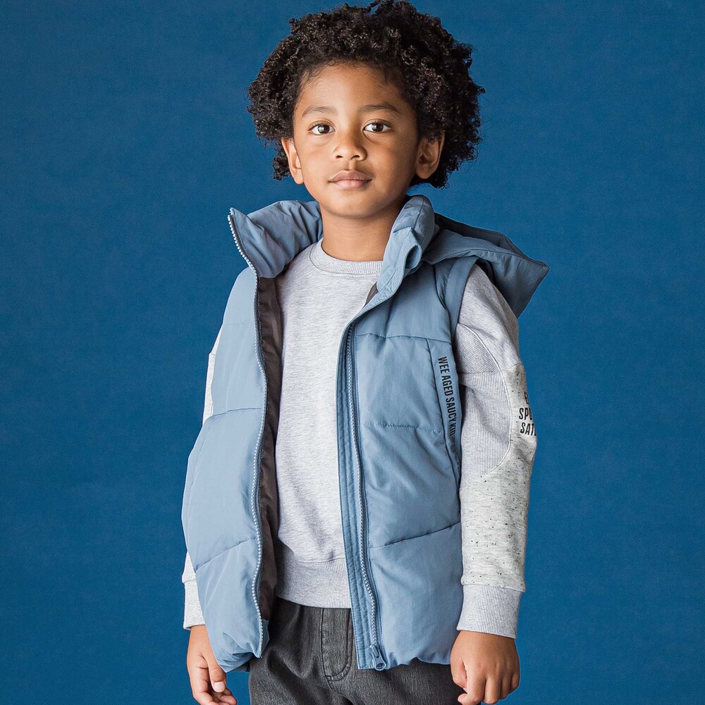 袖・フードタ取り外しダウンジャケット(110~160cm) ブルー 110cm