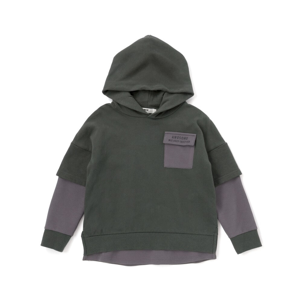 レイヤード風BIGフーディトレーナー(110~160cm) ブラック 110cm