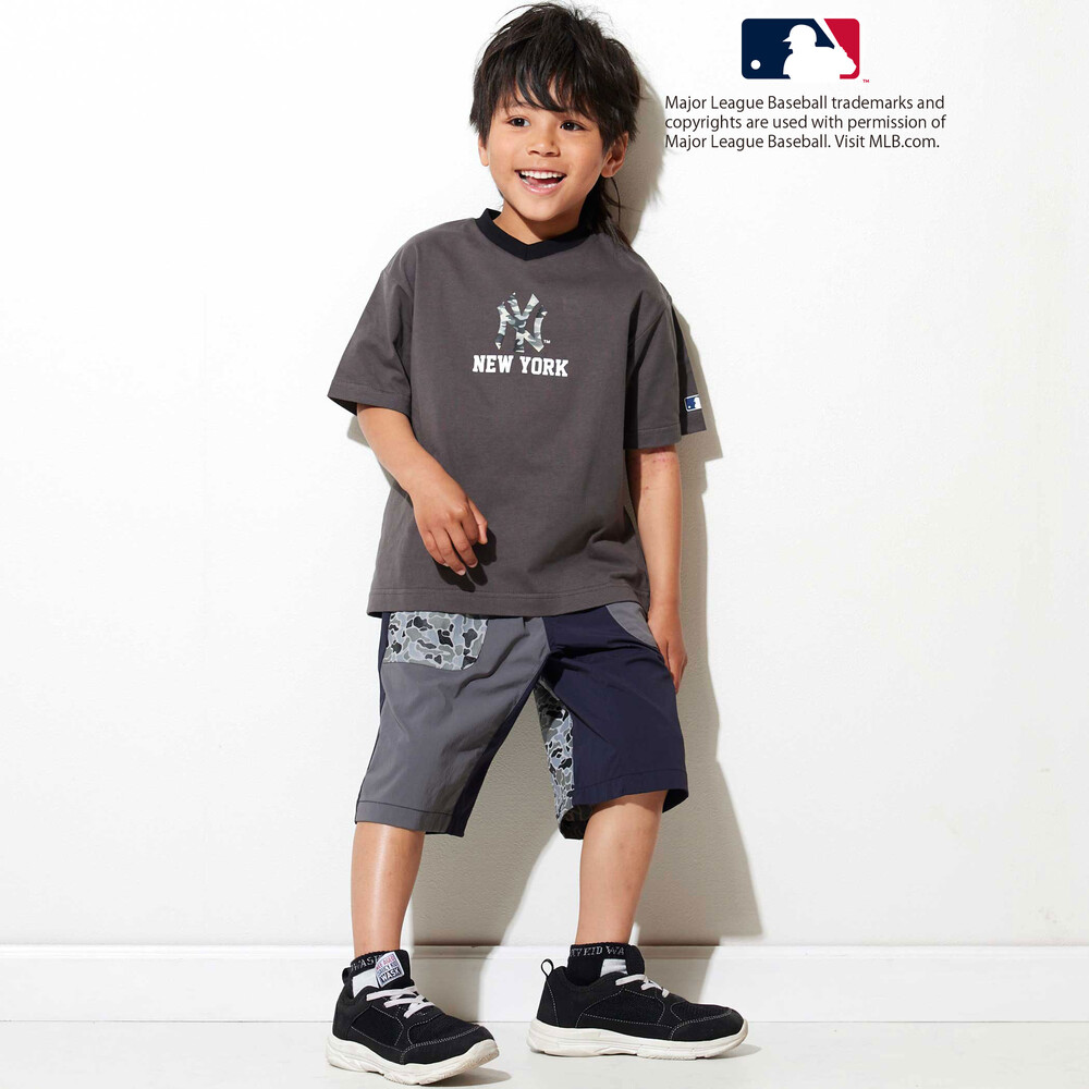 【MLB】 モチーフ VネックTシャツ(100~160cm) グレー 100cm