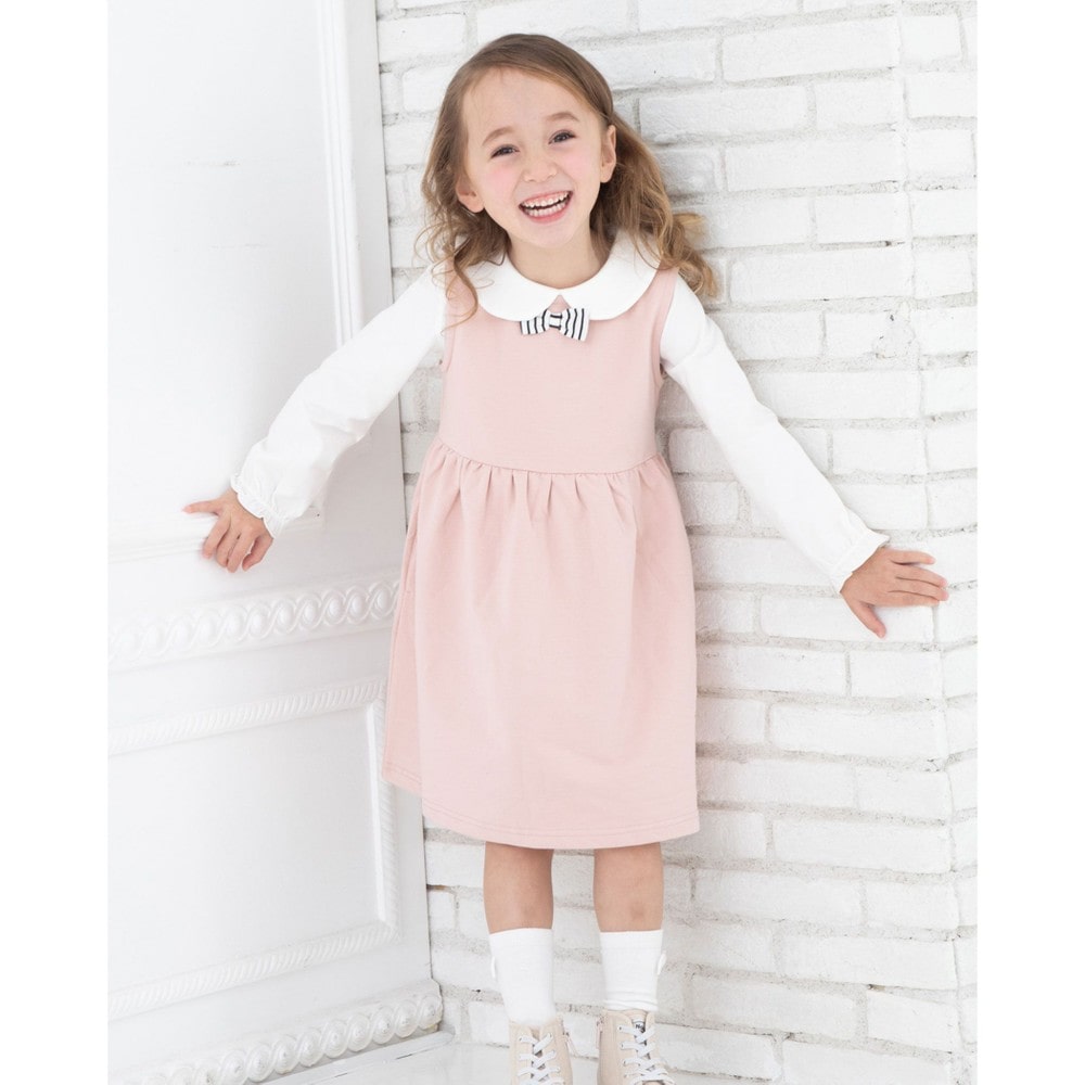 リボン シンプル 無地 ストレッチ ジャンパースカート ワンピース 70 110cm 70cm ブラック ワンピース 子供服べべの公式通販サイト Bebe Mall