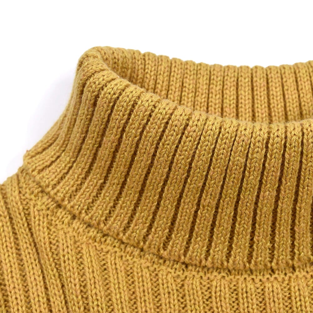 リブ ニット シンプル ベーシック タートル (80~110cm) イエロー 110cm