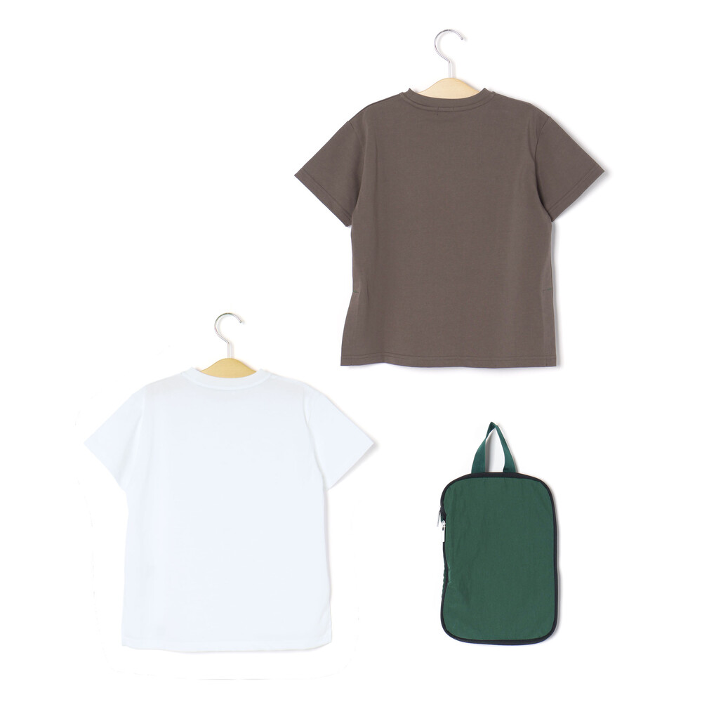 【トラベルポーチ付き】天竺スリット入りTシャツ2枚セット親子お揃い(110~140cm) グレー M(110~125cm)
