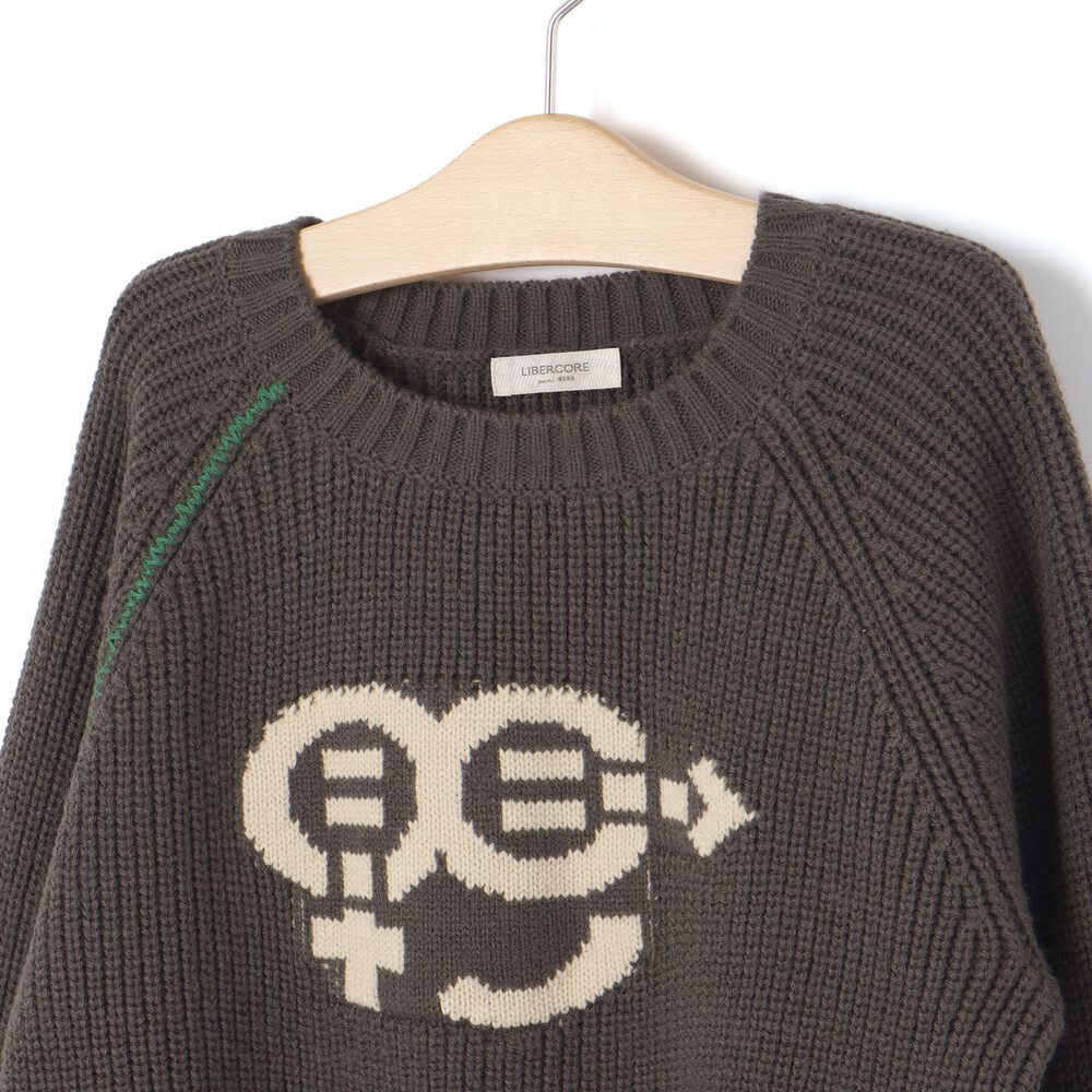 片畦編みロゴ入りセーター親子お揃い(95~140cm) グレー S(95-110cm)