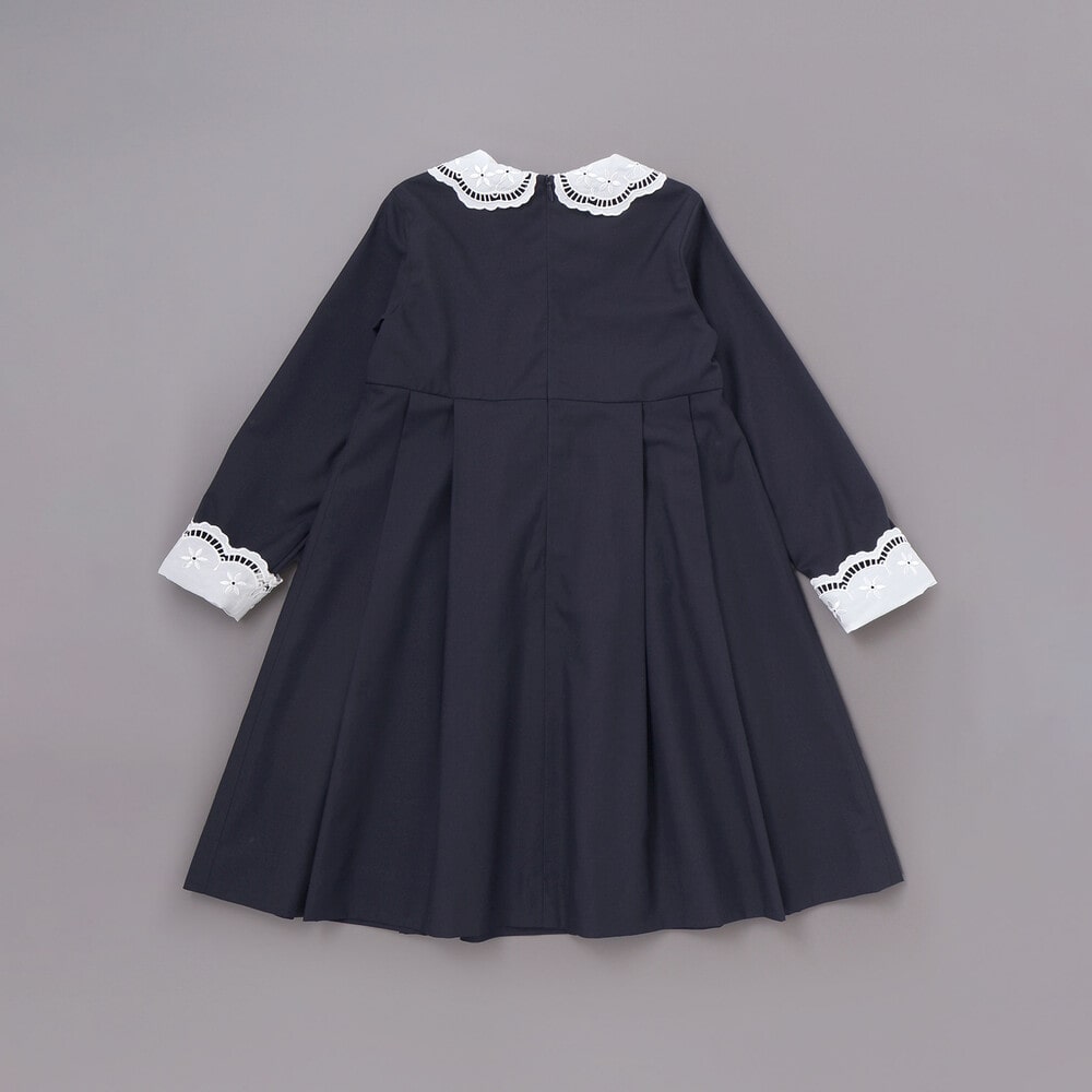 サイロコンパクトツイルレース襟袖ワンピース(110~130cm) ネイビー 110cm
