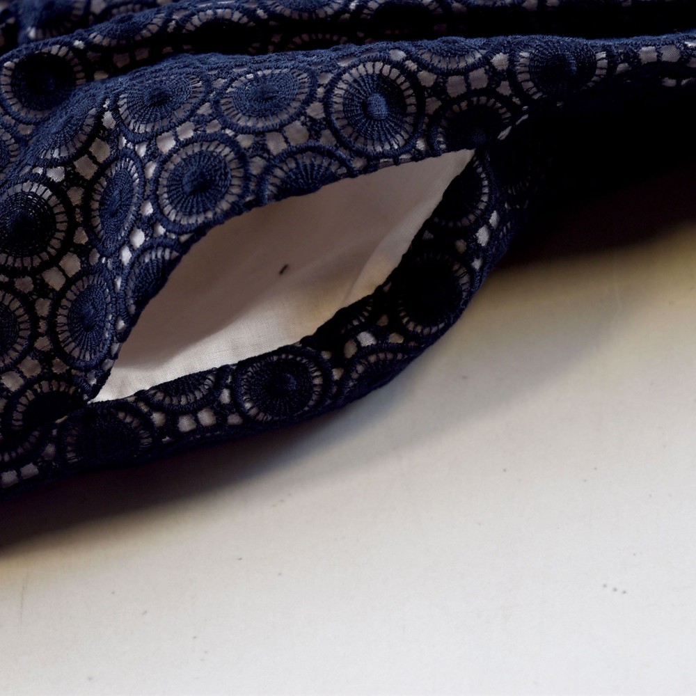 日本製 フォーマル オーガンジー レース リボン Aライン 刺繍 ジャンパースカート ワンピース ドレス (140cm) ネイビー 140cm