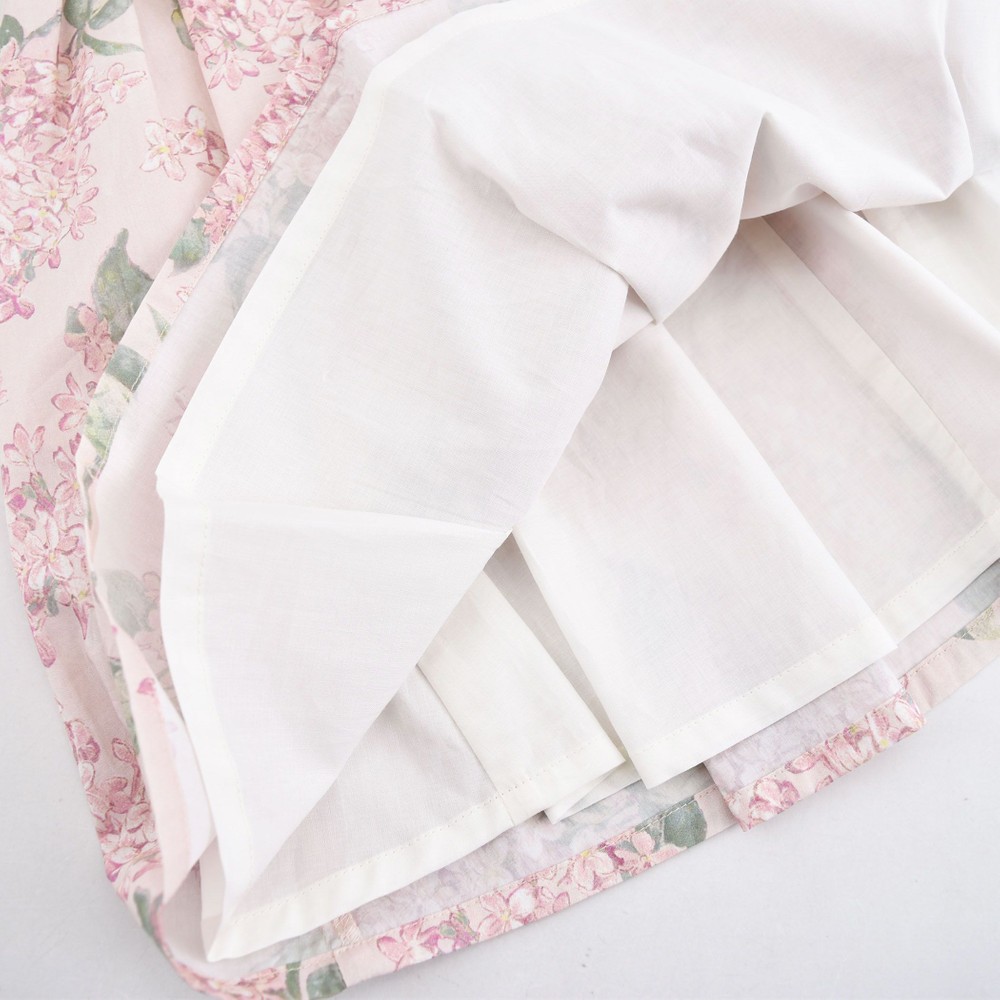 リバティ (ARCHIVE LILAC) 日本製 花柄 レース リボン フレア Aライン ワンピース (110cm~130cm)<br> ピンク系 110cm