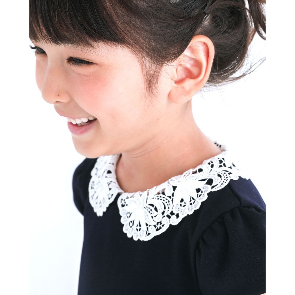 フォーマル ポンチ 襟レース 台形 ジャンパースカート ワンピース (90~140cm) グレー 110cm