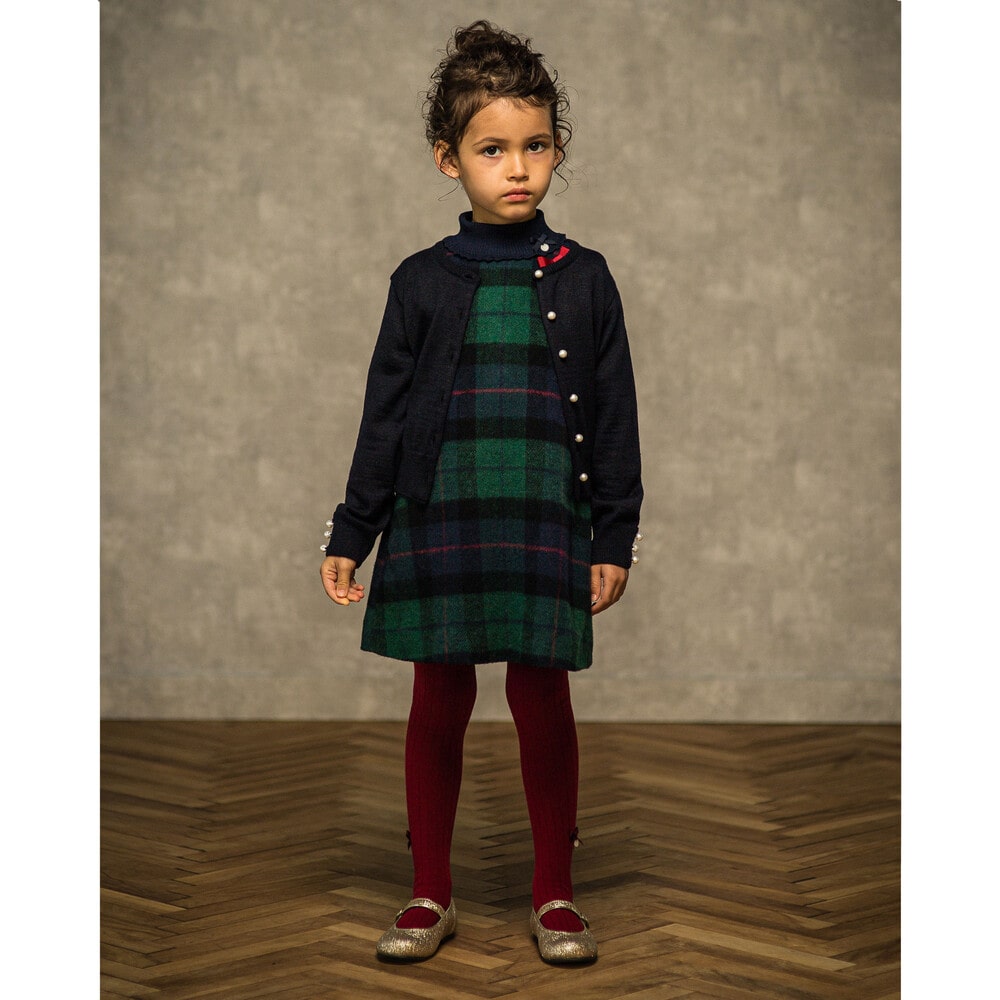 【 お揃い 】 【 日本製 】 シャギー チェック ジャンパースカート (90~140cm) ネイビー系 90cm