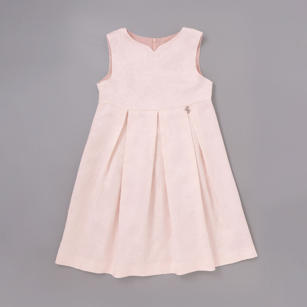 【日本製】ジャガードフラワータック入りジャンパースカート(110~130cm) ピンク系 110cm