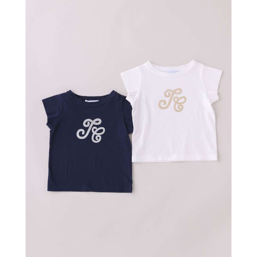 TCロゴ グリッター プリント 半袖 Tシャツ (90~140cm) ネイビー 90cm