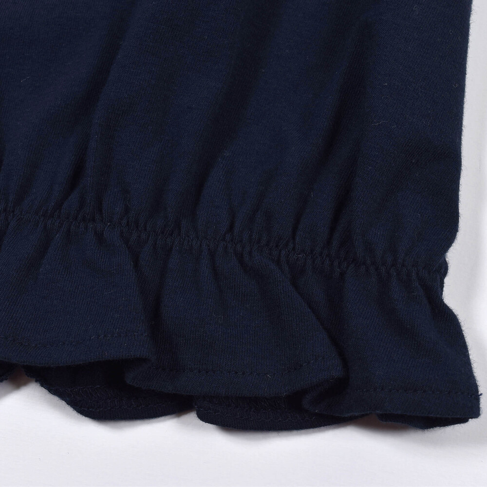 パフスリーブ リボン 裾 フリル Tシャツ (100~140cm) ネイビー 130cm