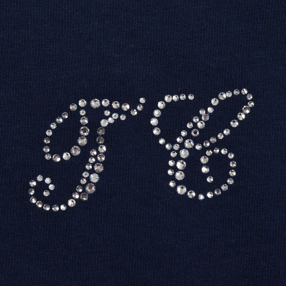 TC ロゴ ラインストーン パフスリーブ Tシャツ (90~140cm) ネイビー 110cm