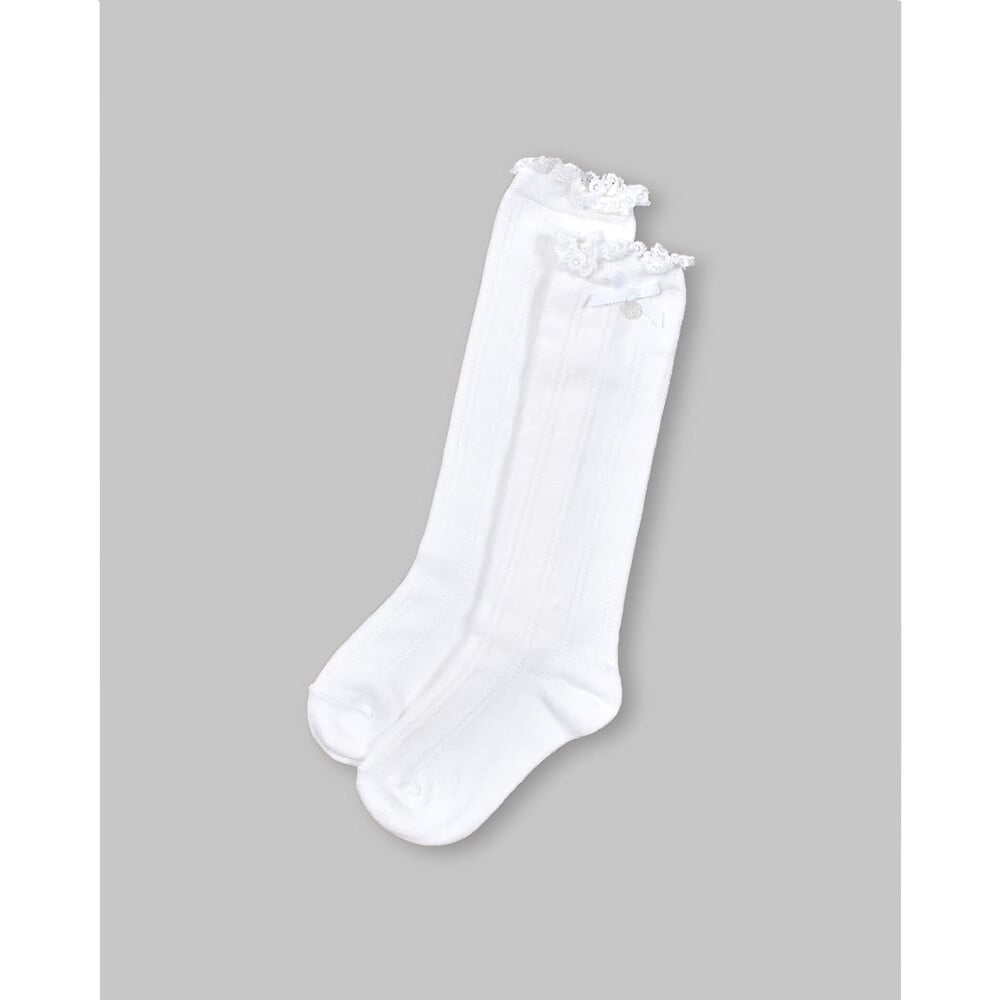 日本製 レース ハイソックス (13~21cm) オフホワイト 17-19cm